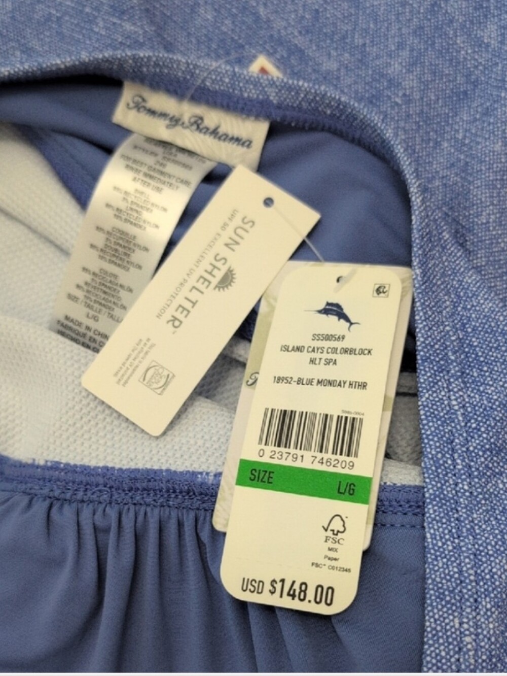 Tommy Bahama Island Cay Blue Halter Swimdress Large Sun Shelter - Picture 5 of 14